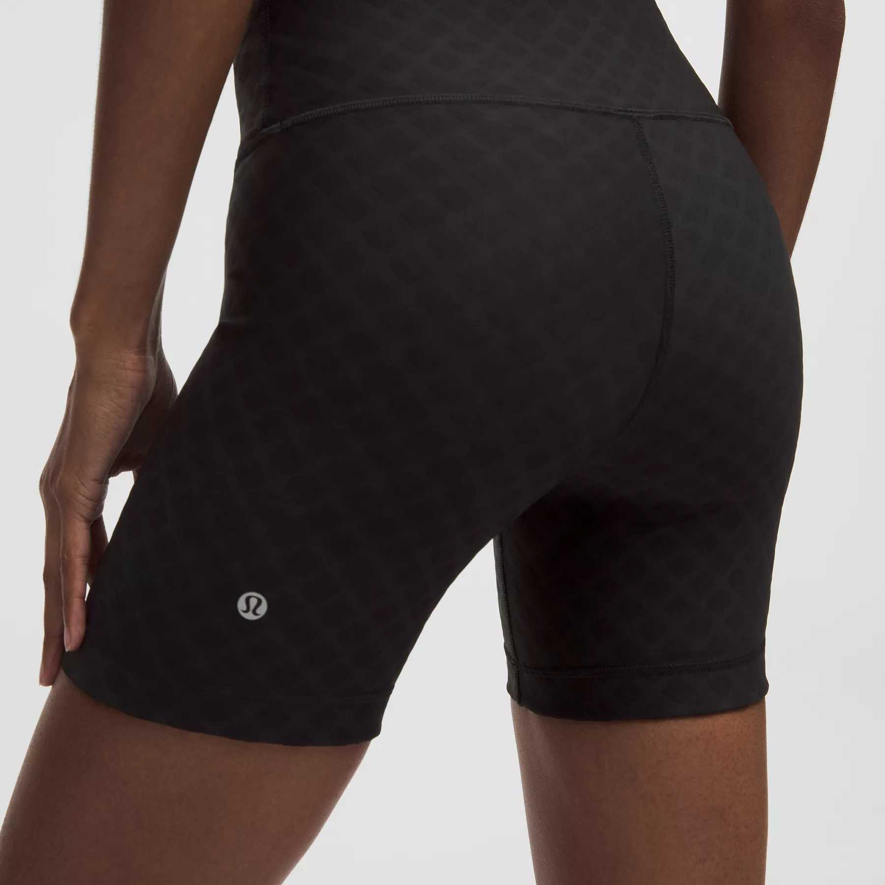 Lululemon JacquardHigh Rise Sports Shorts 6′ Women’s Trace Textured Black