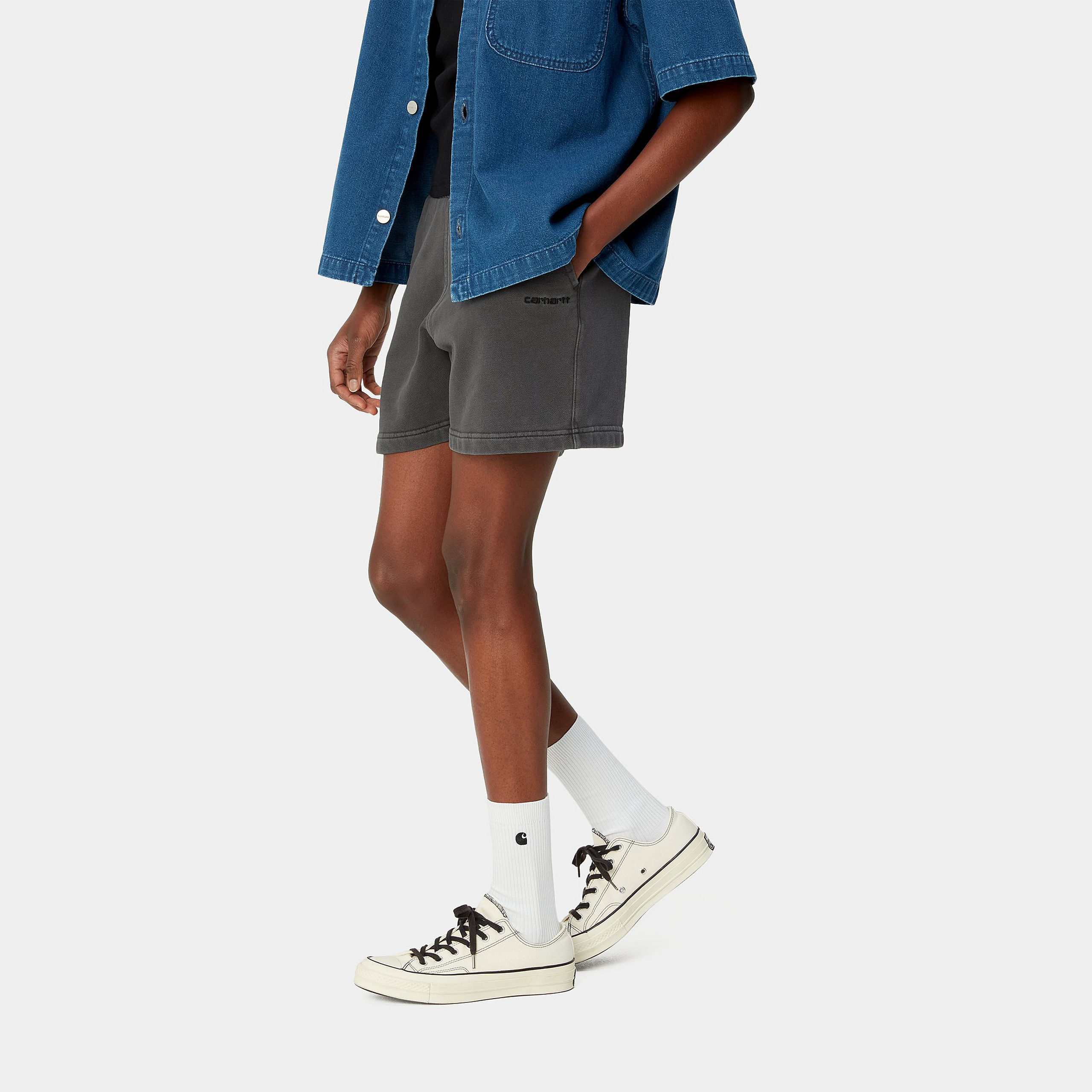 Женские шорты Carhartt WIP SS24 W' Duster Script Sweat Short (темно-серые) — фото 5