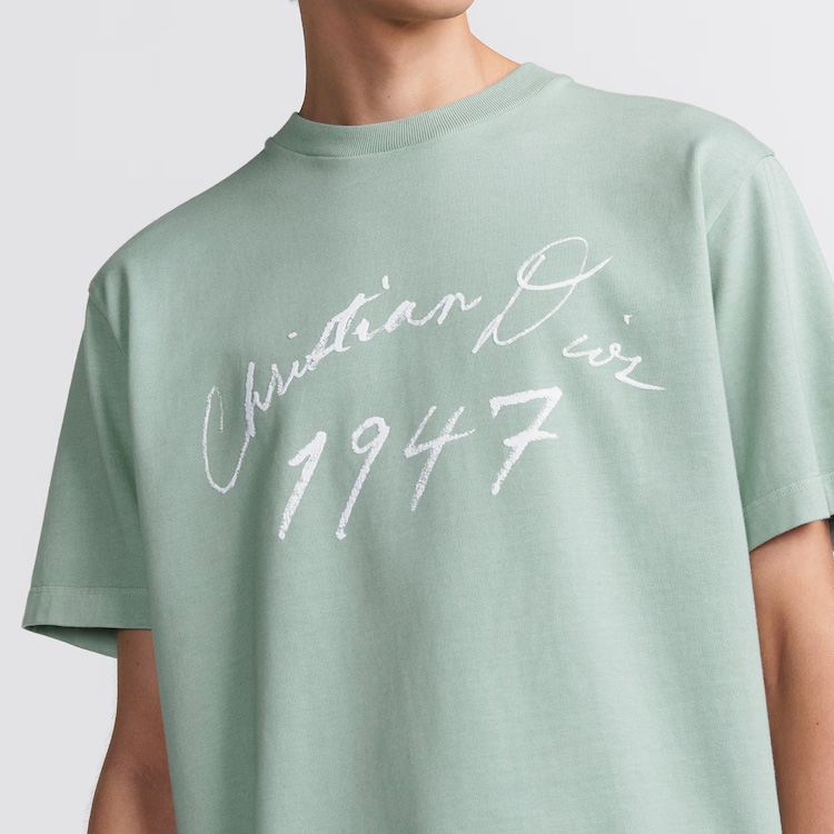 Мужская футболка Dior Logo Print Tee (зеленая) — фото 5