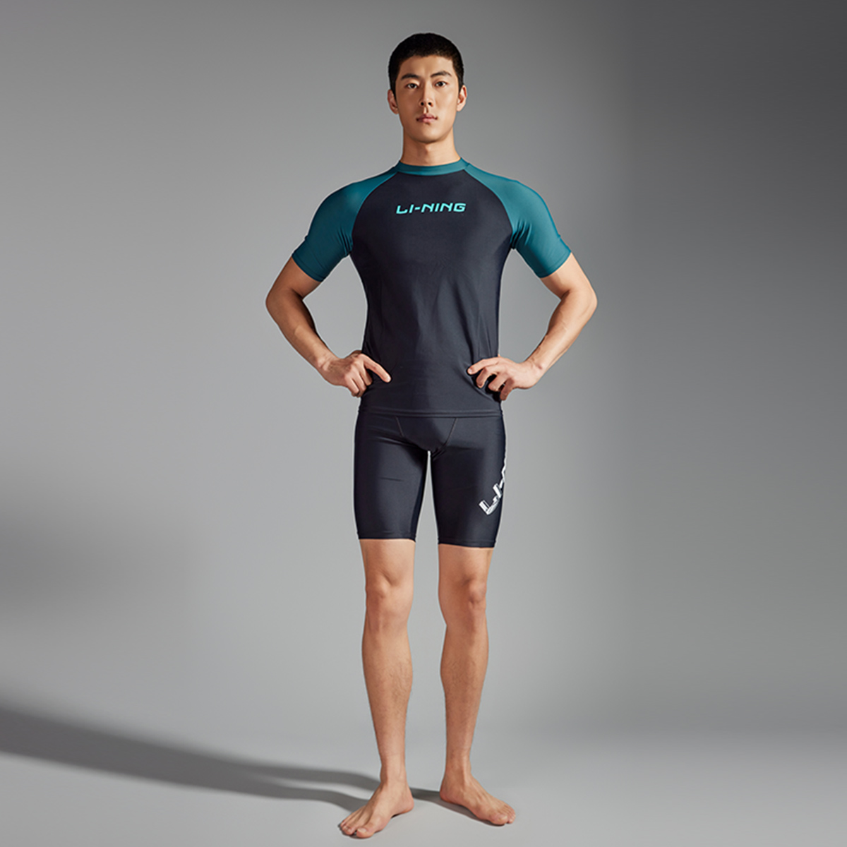 Li Ning Men’s Swimwear Men’s Nouveau Green Black