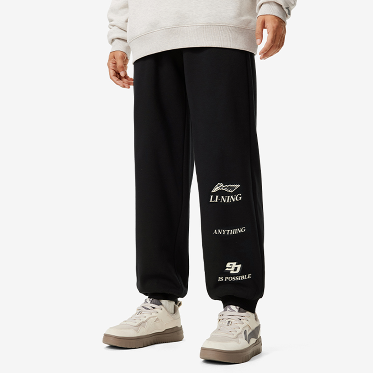 Li Ning Sports Life Collection Casual Fleece Lined Thermal Loose Fit Sports Pants Men’s Black