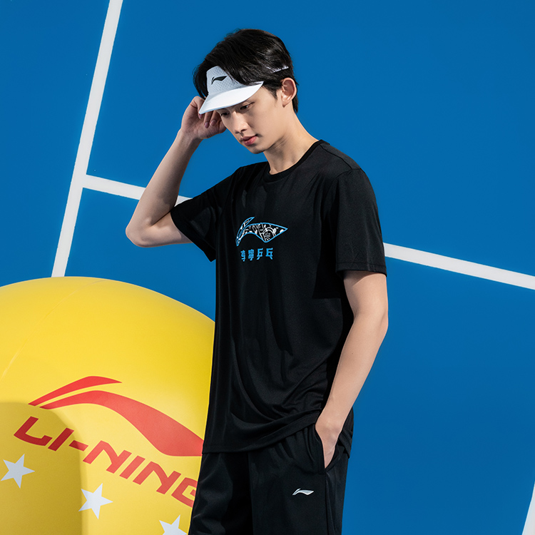 Li Ning Table Tennis Collection Table Tennis Clothing Unisex Black Crew Neck Moderate
