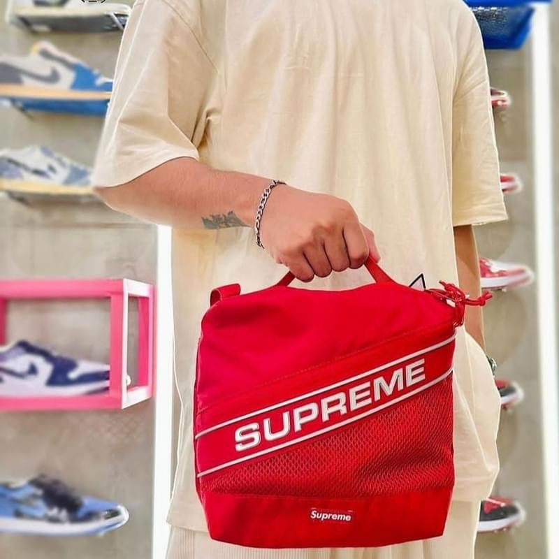 Унисекс сумка Supreme FW23 Week 1 logo (красный) — фото 5