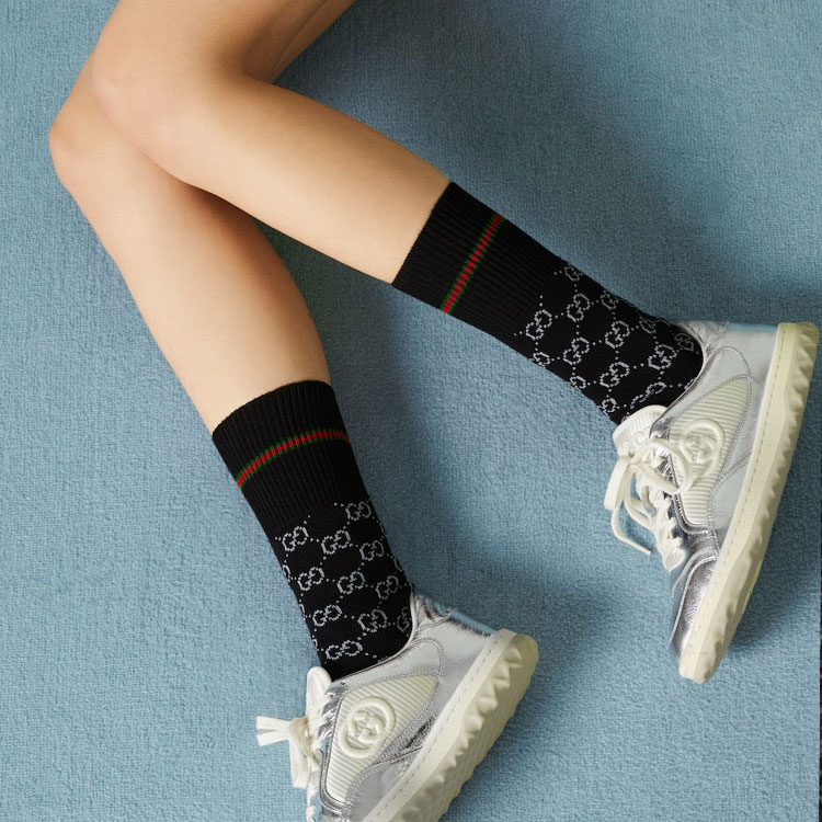 GUCCI FW23 Crew Socks Unisex 1 Pack Black Gray