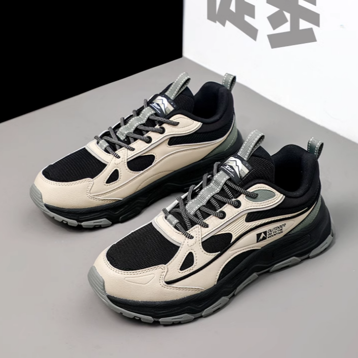 XTEP Cushioning Slip Resistant Low top Casual Running Shoes Men’s Earth Tone Black