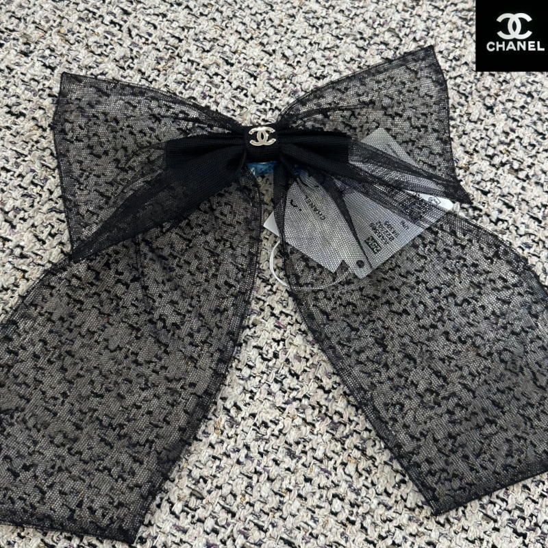 Женская заколка Chanel Double C Logo (черная) — фото 3