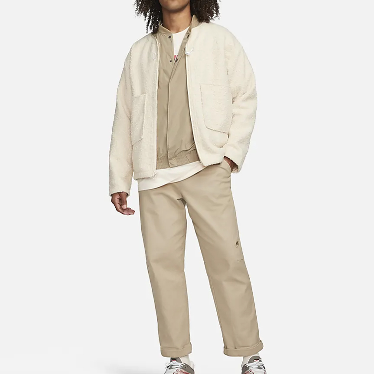 Nike SPORTSWEAR TECH PACK Fleece Tops Men’s Beach White Crew Neck Moderate
