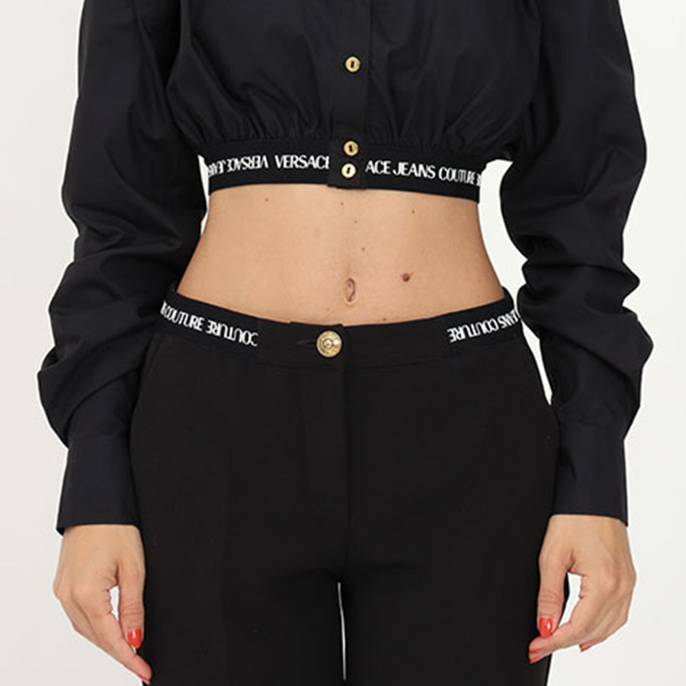 Женская лонгслив Versace JEANS COUTURE FW22 Logo (черная) — фото 6