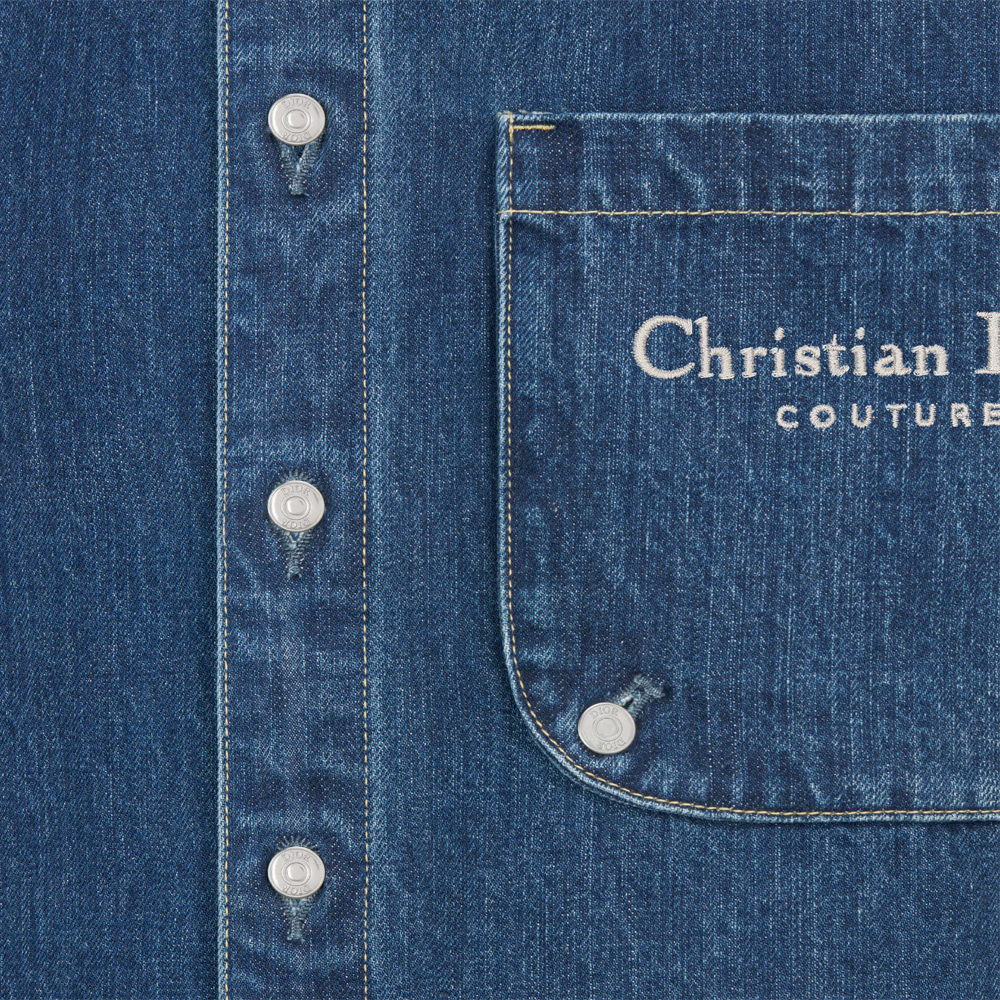 Мужская рубашка Dior Christian Dior Couture jacket shirt Logo (синяя) — фото 7