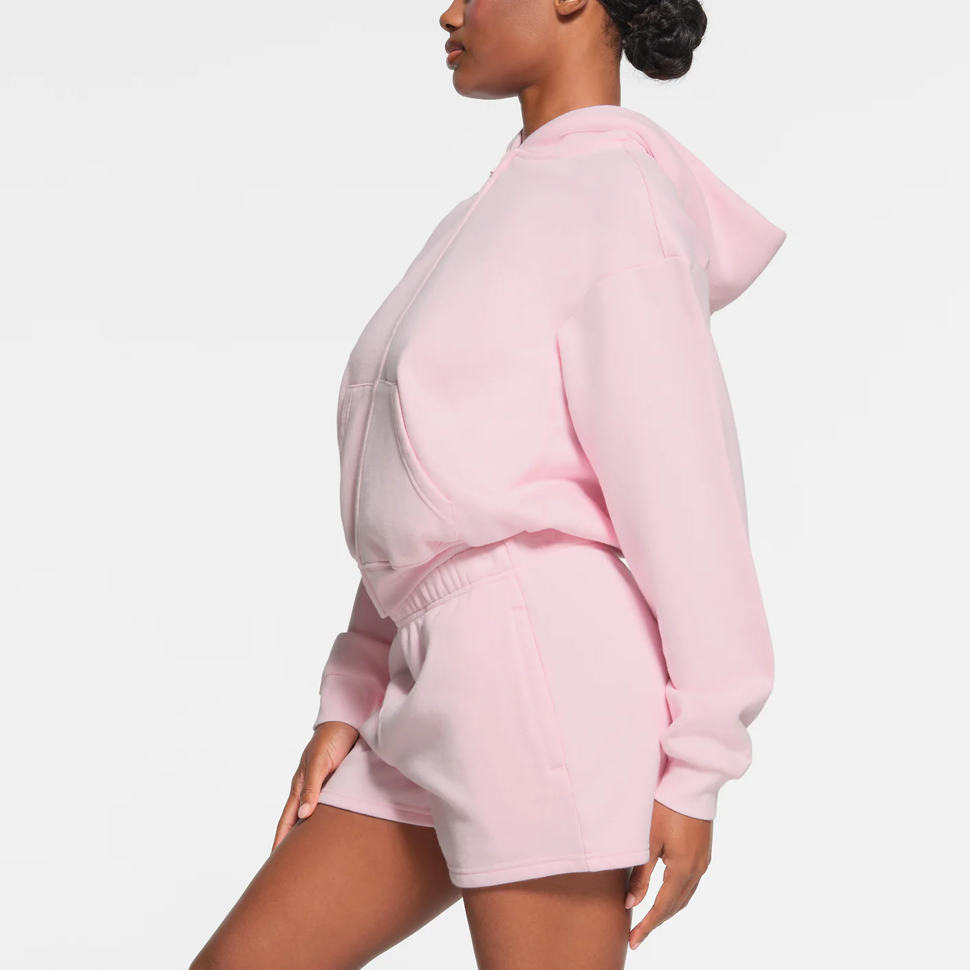 SKIMS SS24 COTTON FLEECE CLASSIC ZIP UP HOODIE CHERRY BLOSSOM