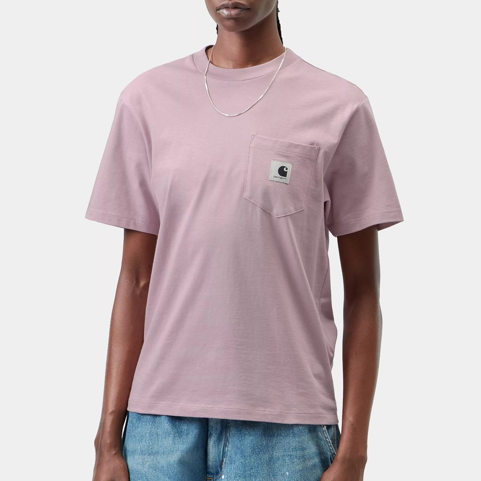 Женские футболка Carhartt WIP SS26 Women's/S Pocket T-Shirt T (розовый) — фото 5