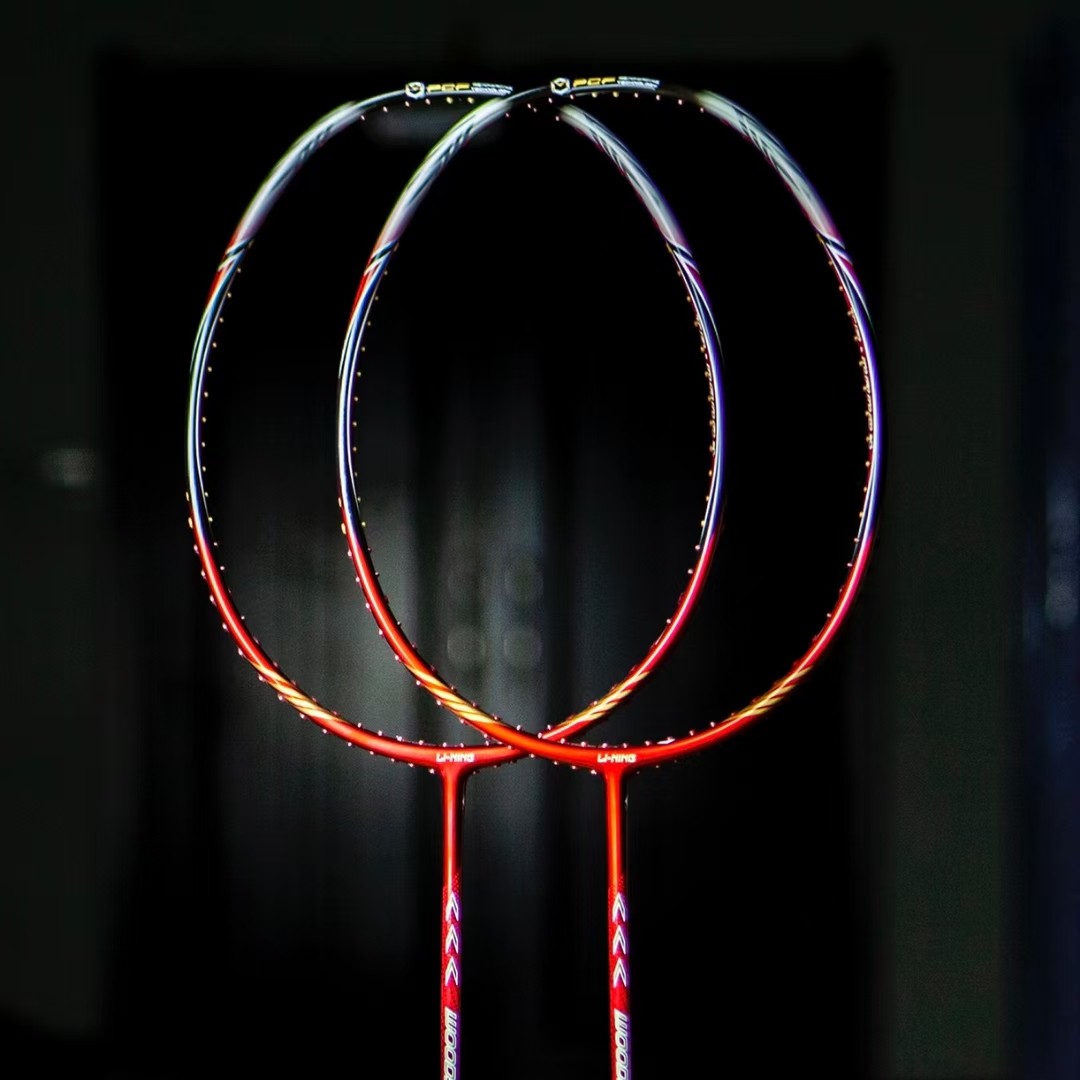 Li Ning N90 Badminton Rackets Offensive Type Heavy Head, Stiff Shaft Upper Class 4U/G5 Black Red