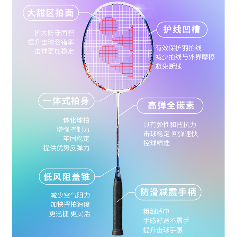 YONEX Ryzen Speed NR7000i Carbon Aluminum Badminton Rackets Control Type All around Defense Entry level 664mm Strung