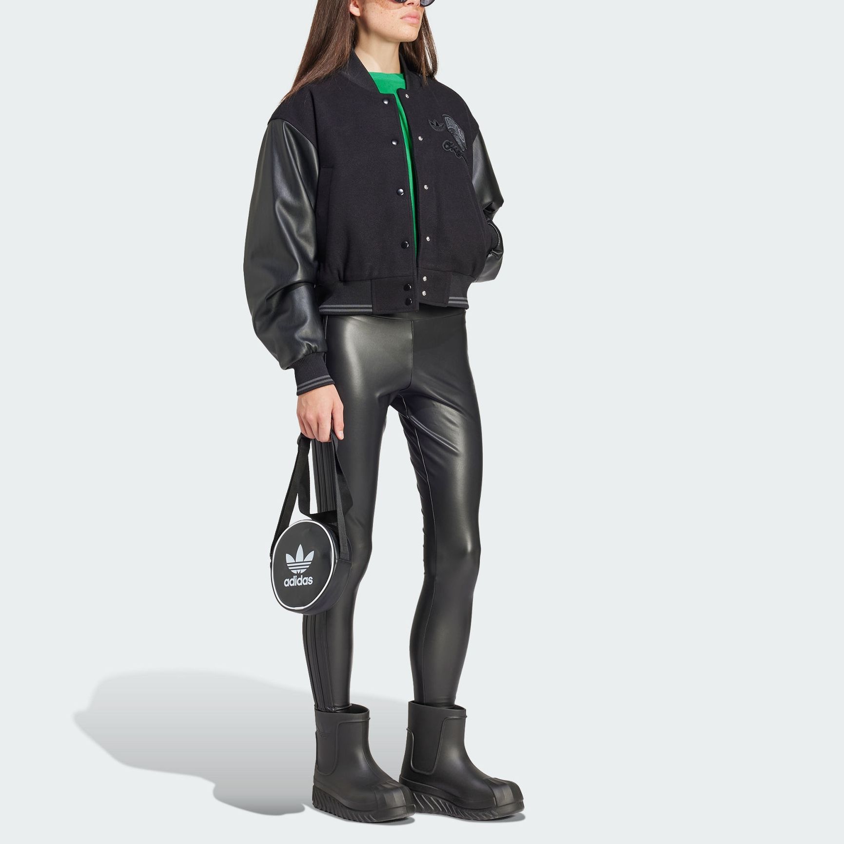 Adidas Originals FAUX LEATHER LEGGINGS Sports Pants Women’s Black