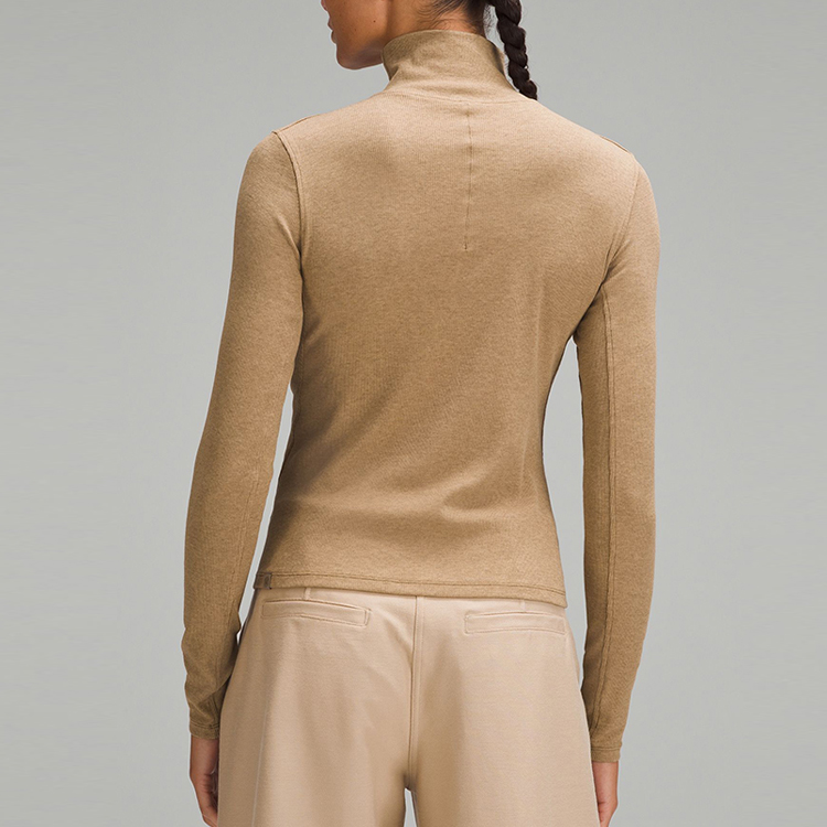 Lululemon Yoga T Shirts Women’s Mixed Color Sweet Black Pepper Turtleneck Moderate