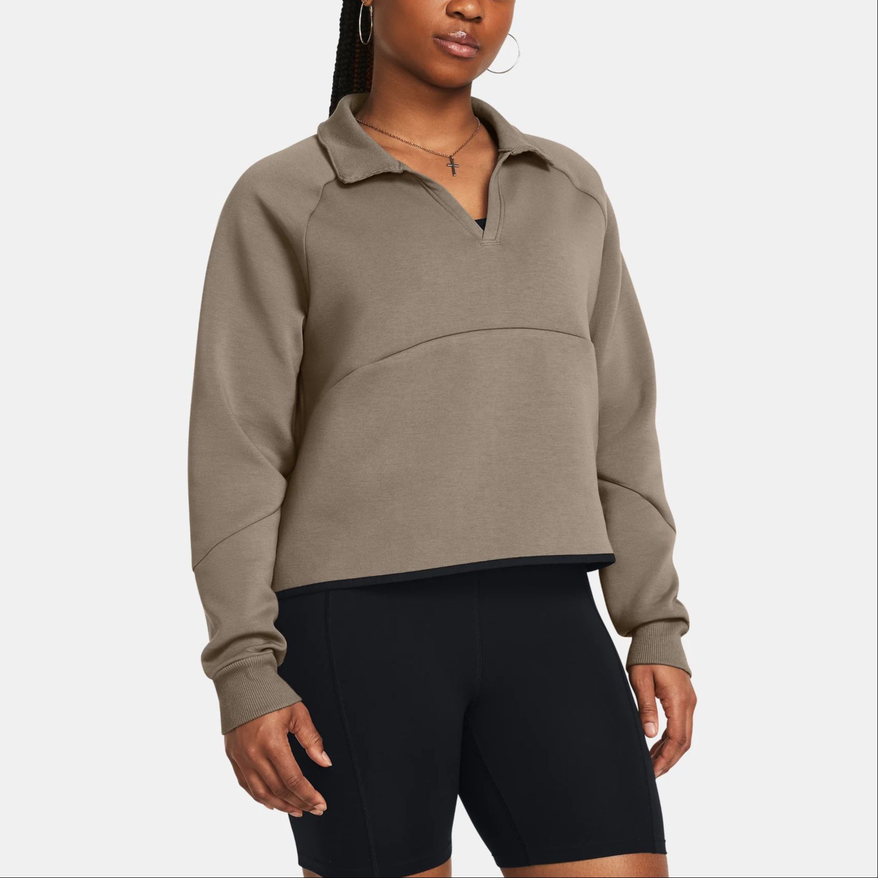 Женская толстовка Under Armour UA Unstoppable Polo (бежевая) — фото 3