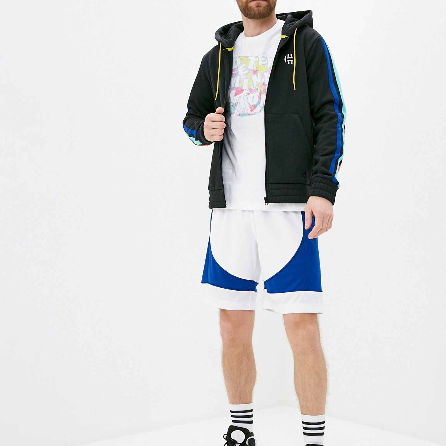 Мужская куртка adidas Hrdn Fleece Fz (черная) — фото 4