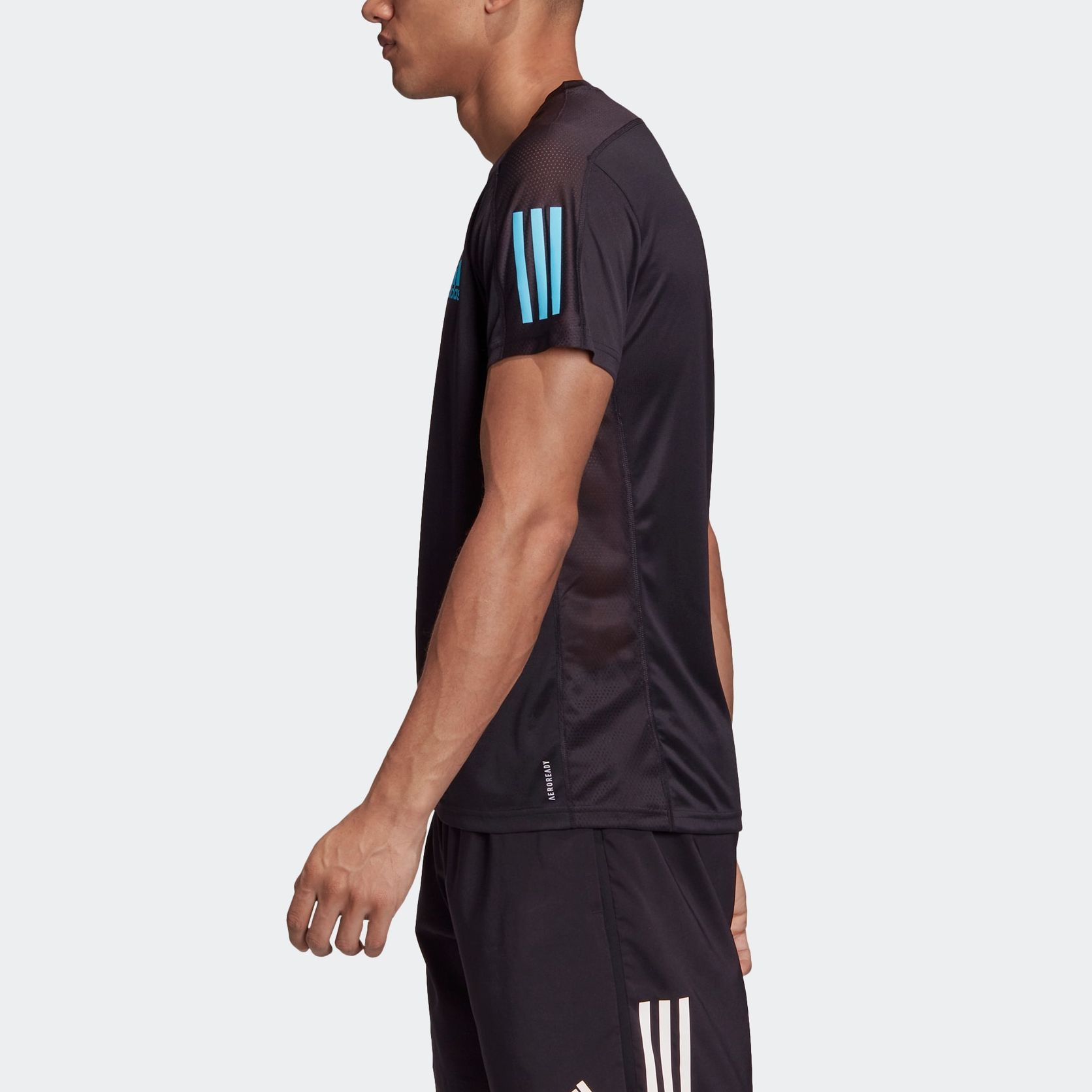 Adidas Set in Sleeve Running T Shirt Men’s Black