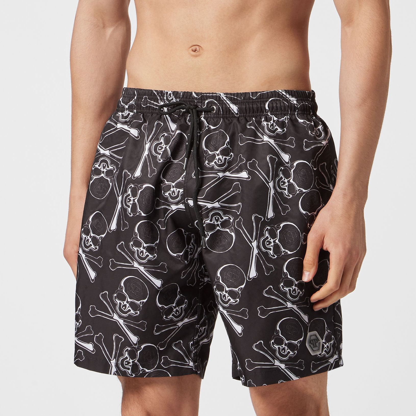 Philipp Plein skull-print drawstring swim trunks