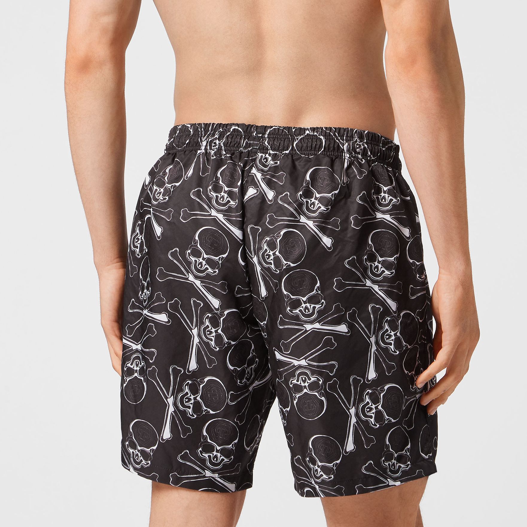 Philipp Plein skull-print drawstring swim trunks
