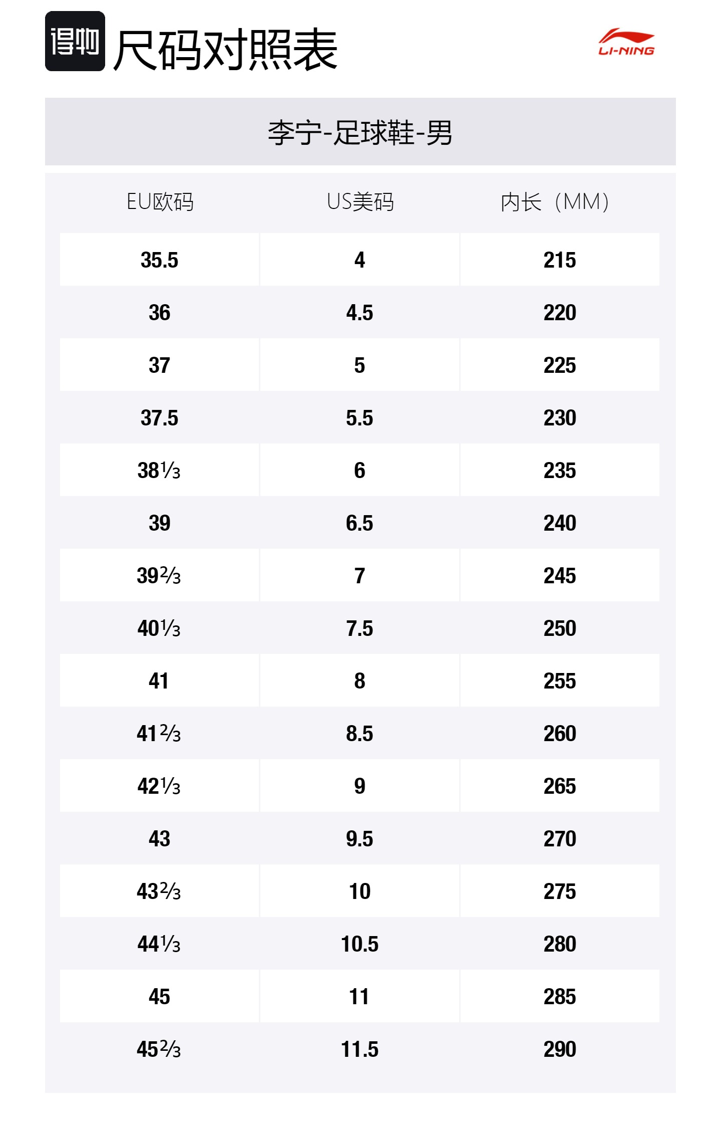 Size Table