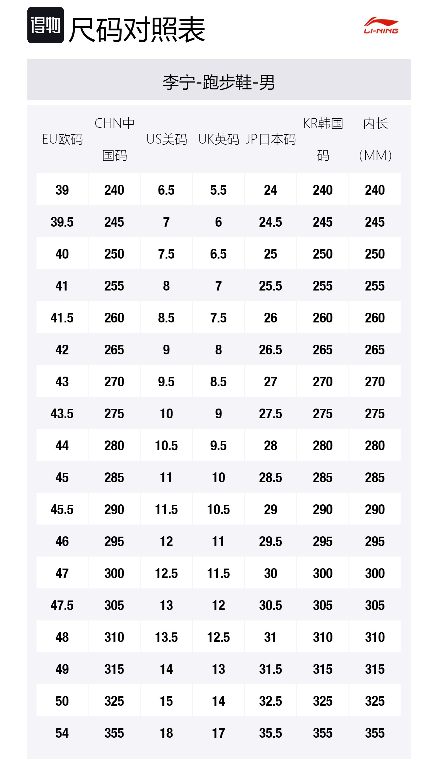 Size Table