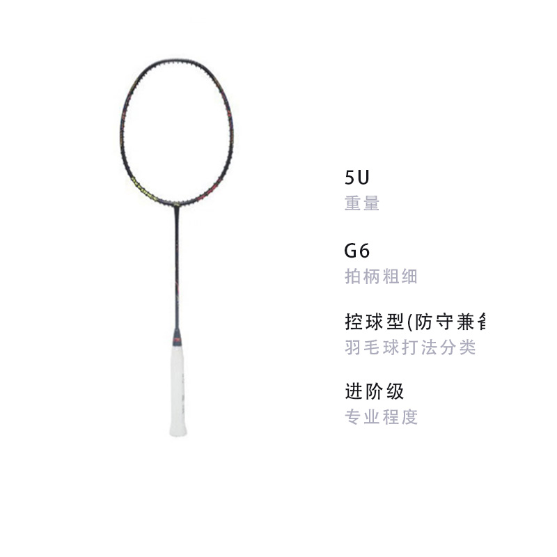 Li Ning Thunder 80 JR Full Carbon Badminton Rackets Control Type All around Defense Advanced Level 675mm Unisex