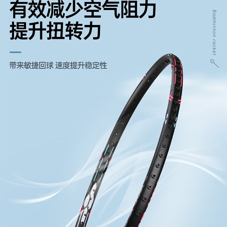 LiNing Full Carbon Badminton Rackets Offensive Type Heavy Head, Stiff Shaft Entry level 4U/G5 5U/G6 Black