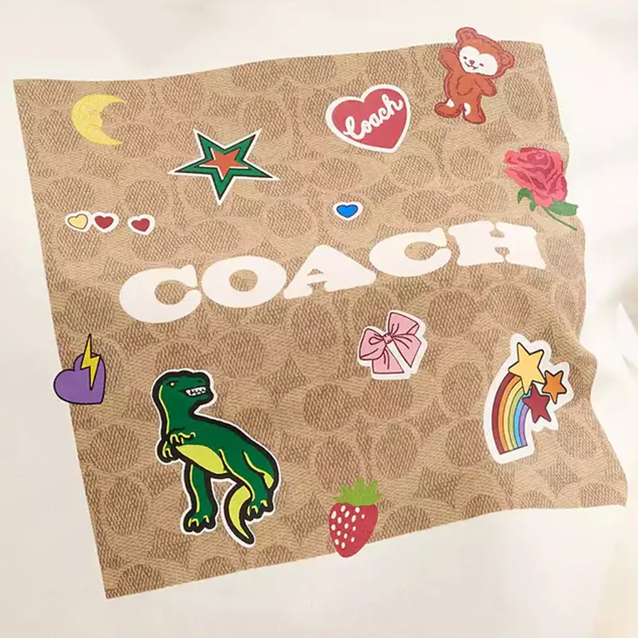 Женская футболка COACH Logo SS24T (кремовая) — фото 5