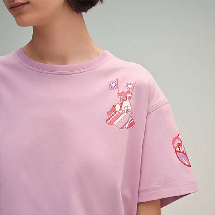 Женская футболка Hermes SS22 (розовая) — фото 5