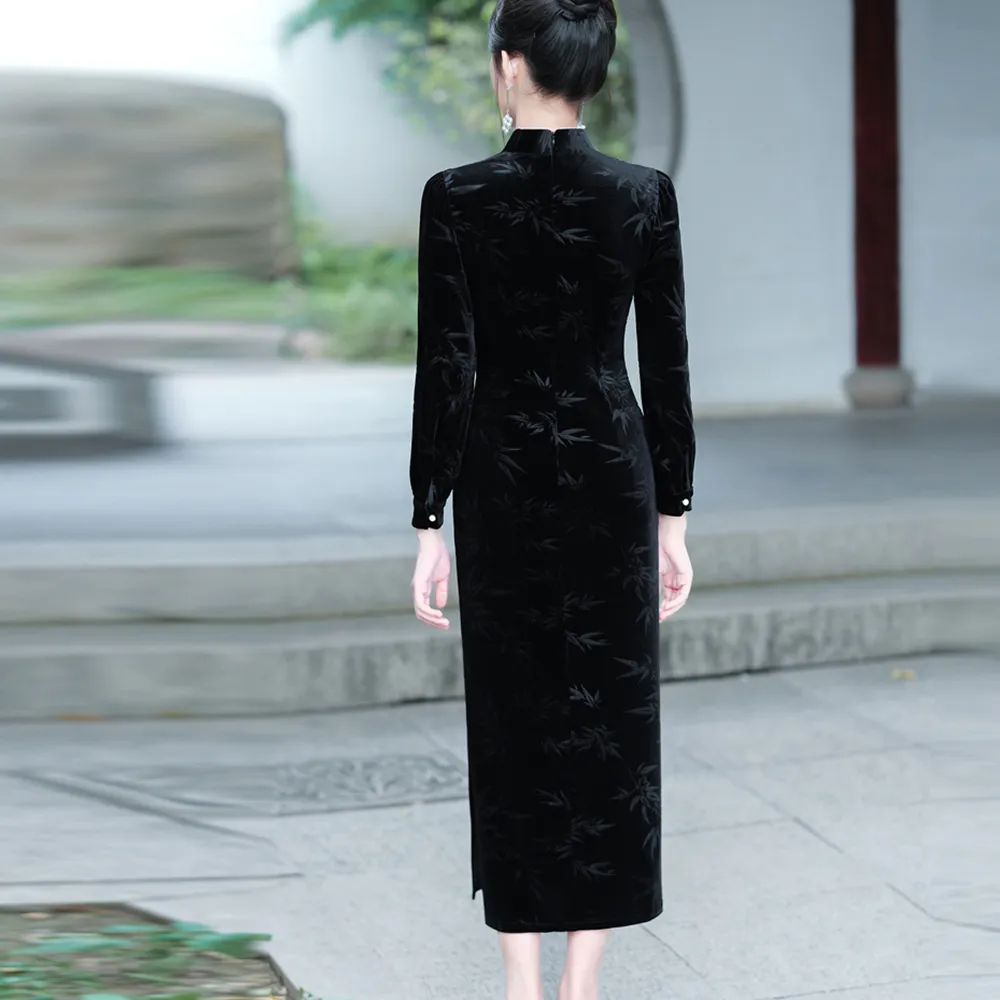 Red Colored Clothes Cheongsam Women's Black