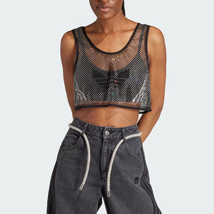 adidas originals Adilenium Rhinestone Bra Top Black