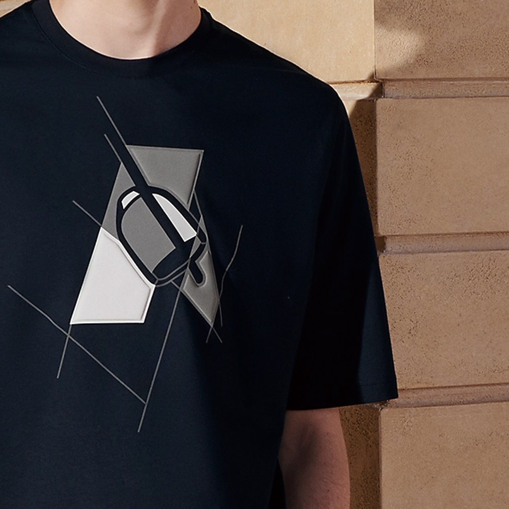 Мужская футболка Hermes Crewneck T-Shirt (темно-синяя) — фото 5