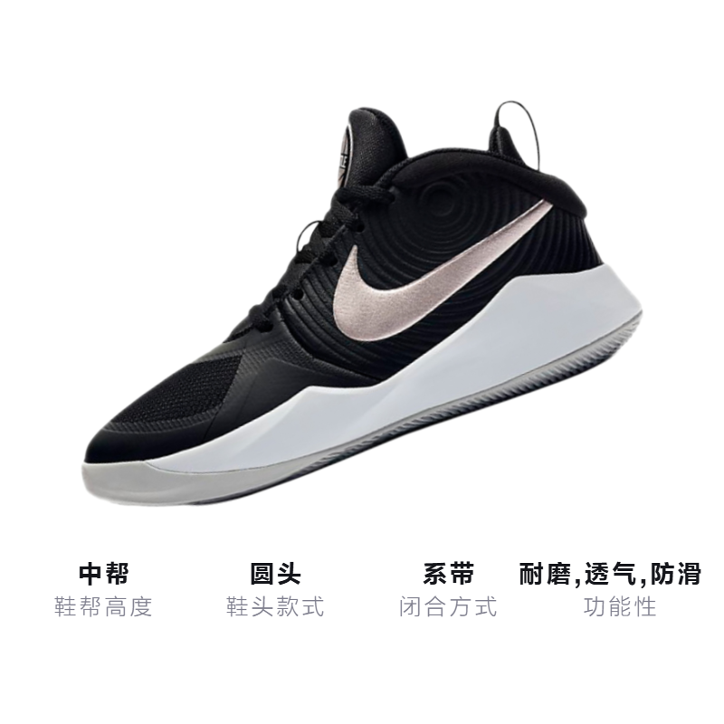 Кеды Nike NikeTeam Hustle D 9 GS (черно-серый) — фото 3