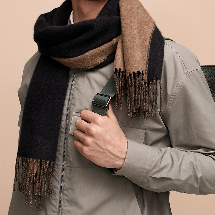Шарф Hermes Cashmere Scarf (черно-серый) — фото 3