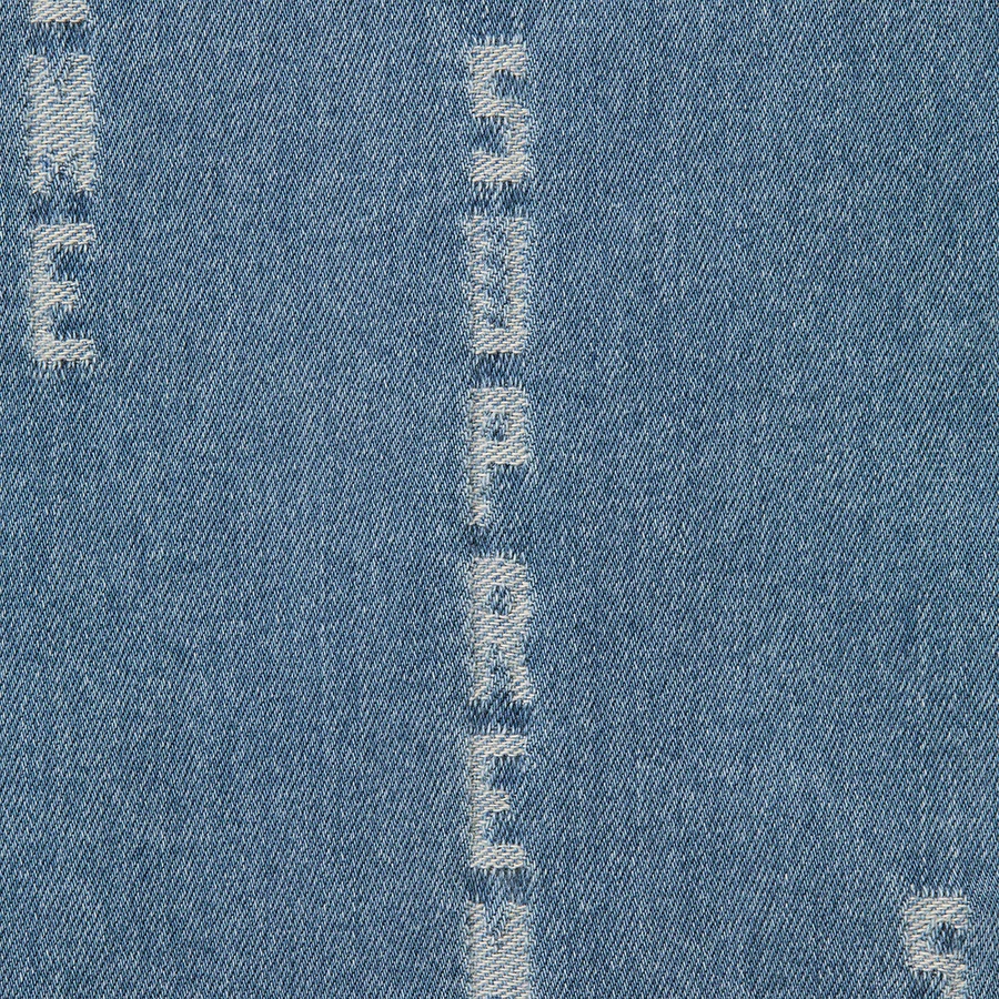 рубашка Supreme FW20 Week 15 Logo Stripe Jacquard Denim Shirt Logo (синий) — фото 2