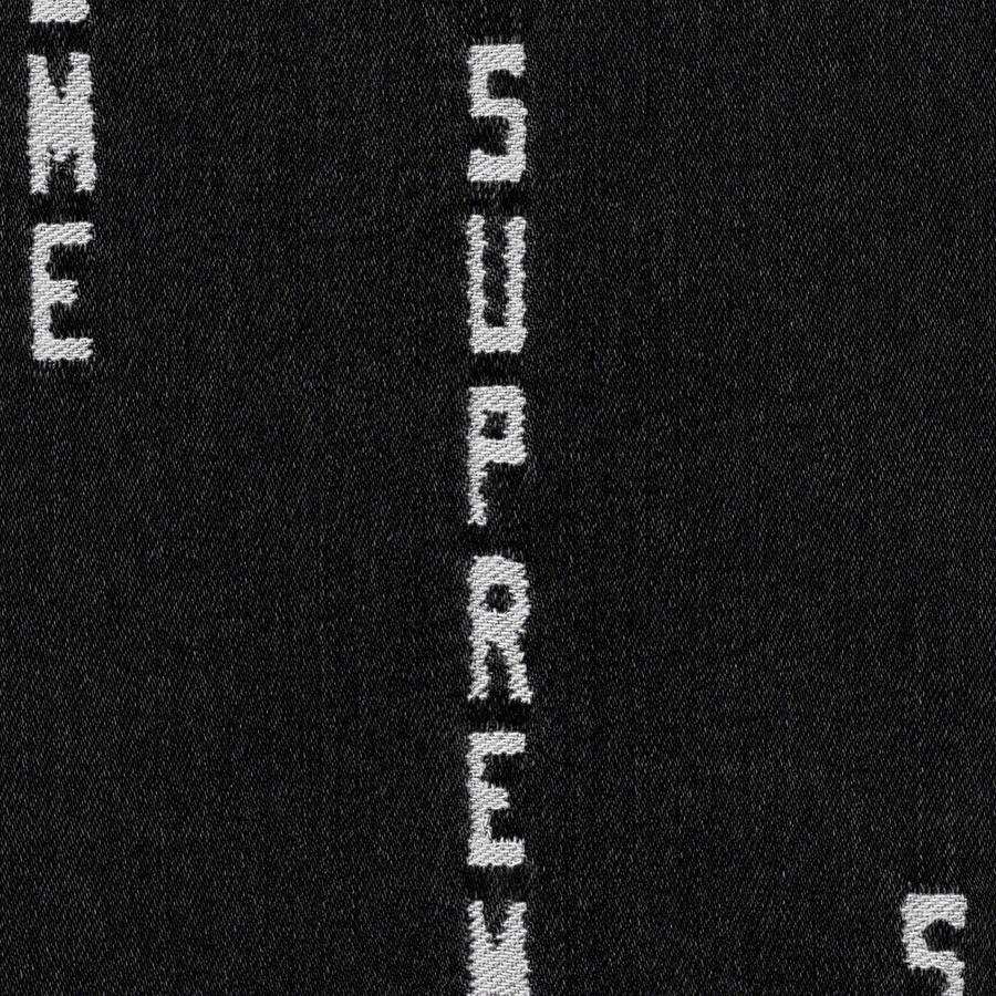 рубашка Supreme FW20 Week 15 Logo Stripe Jacquard Denim Shirt Logo (синий) — фото 4