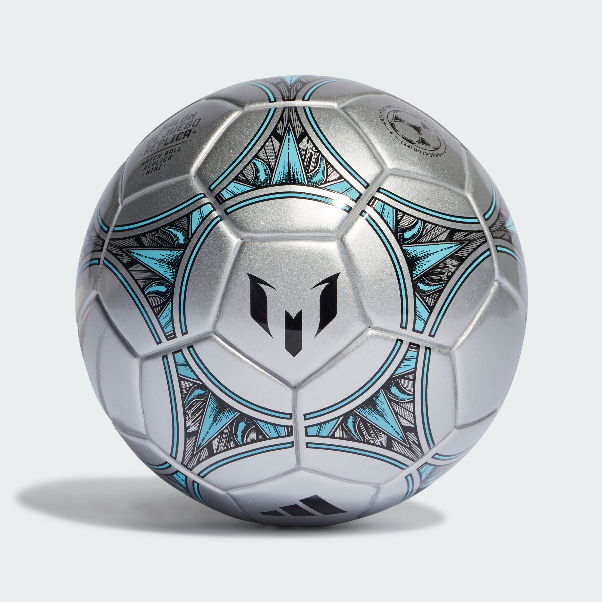 Adidas Mini Soccer Ball TPU Unisex Metallic Silver No. 1 Black Blessing Blue