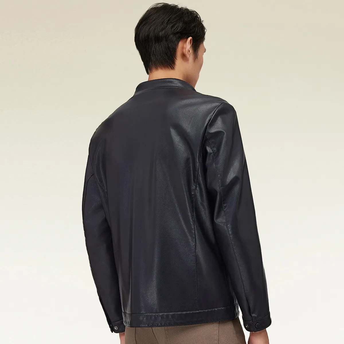 Red Bean Leather Jacket Men's Black