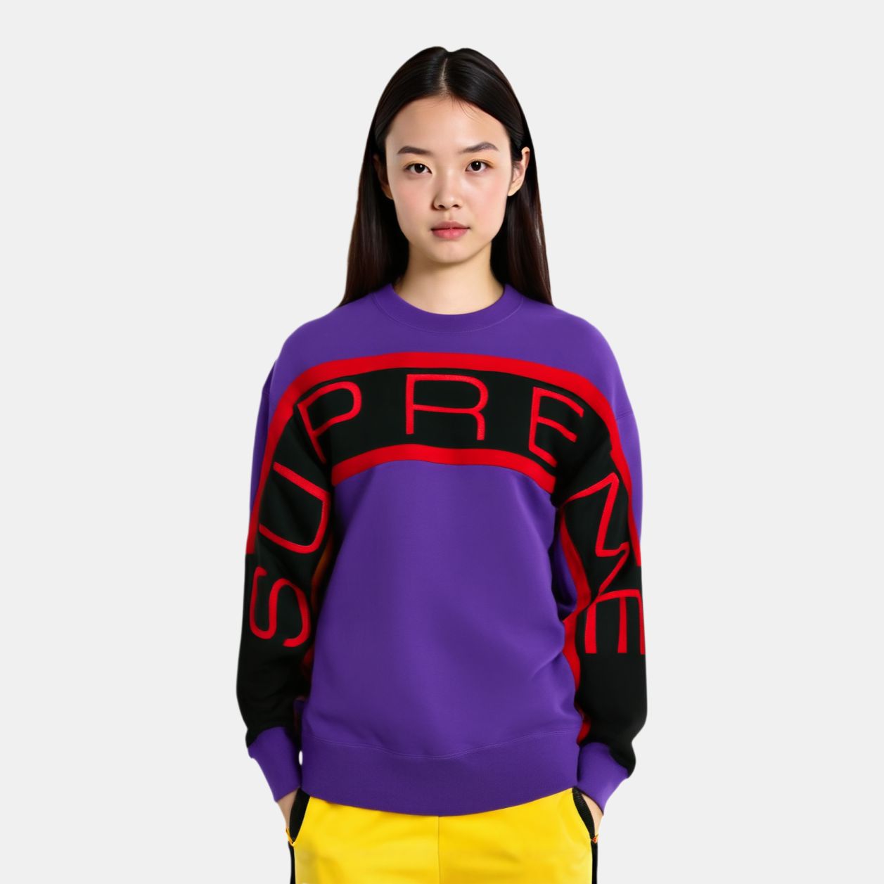 Худи Supreme SS21 Week 1 Paneled Crewneck (двухцветная) — фото 4