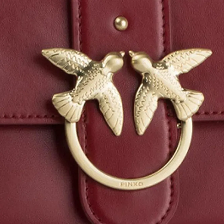 PINKO SIMPLY Cow Leather Crossbody Bag Shoulder Bag Mini Women's Burgundy