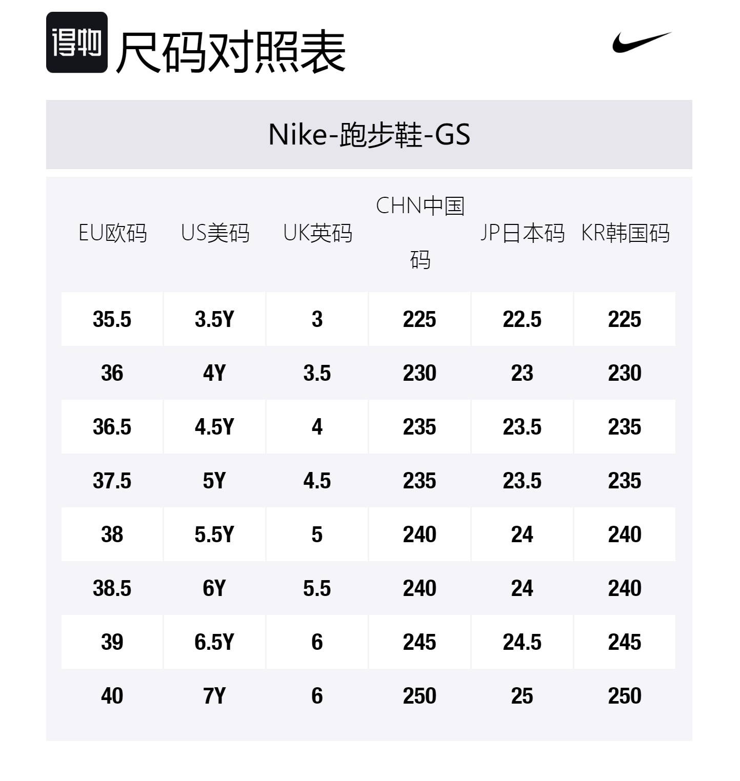 Size Table