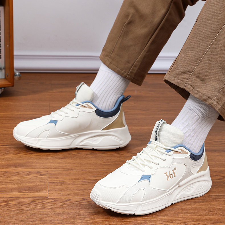 361° Slip Resistant Abrasion Resistant Low top Running Shoes Men’s White Brown Blue