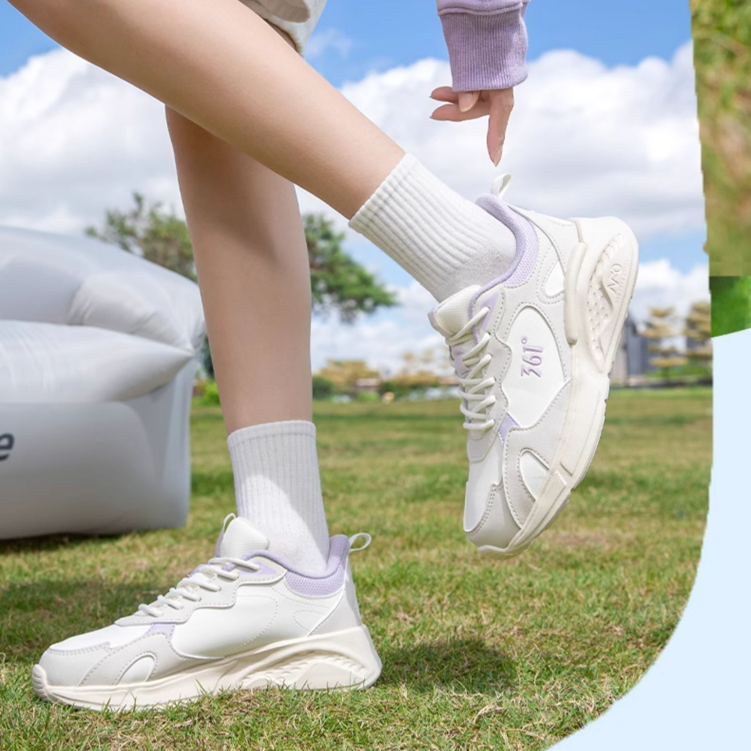 361° Slip Resistant Abrasion Resistant Low top Running Shoes Women’s White Gray Purple