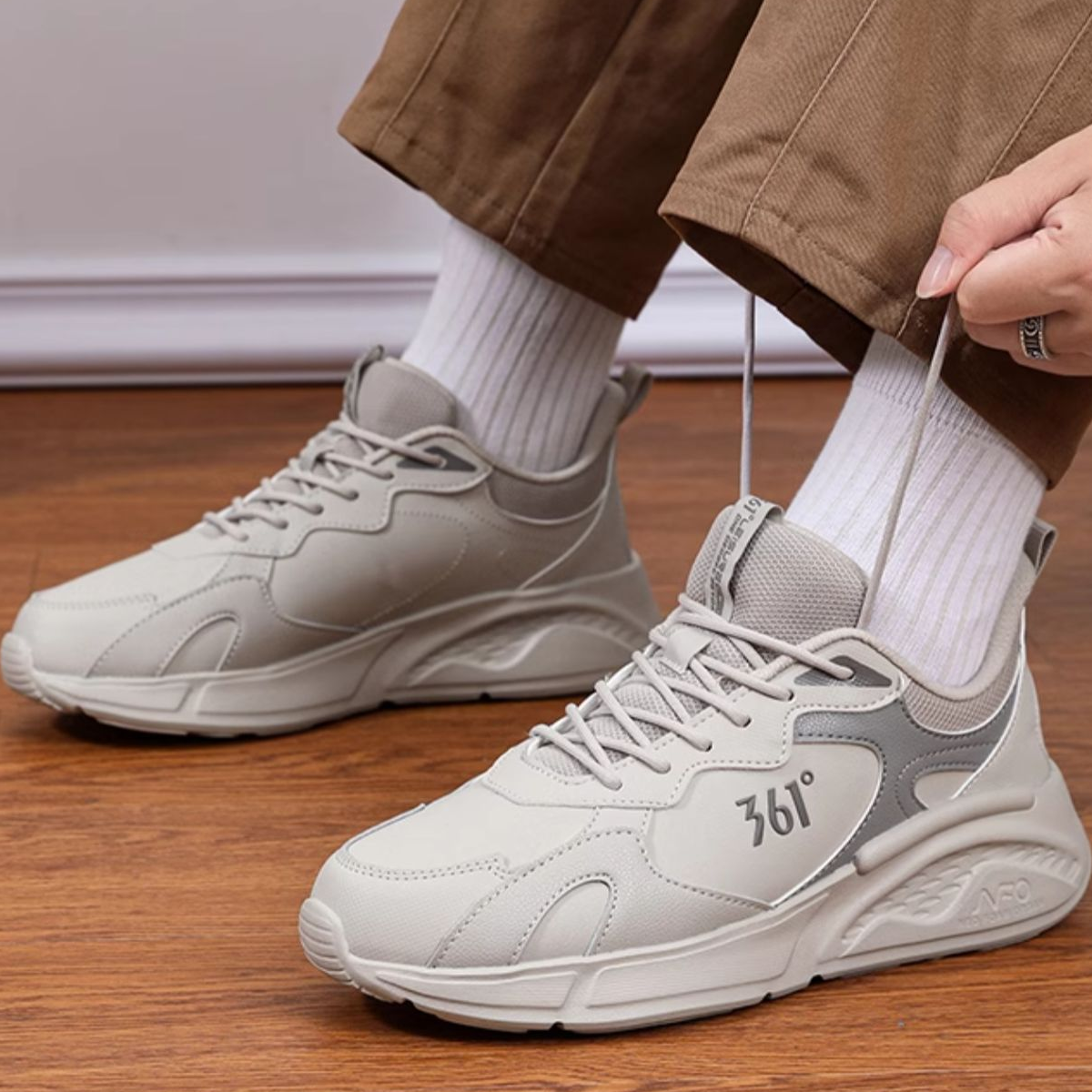 361° Slip Resistant Abrasion Resistant Low top Casual Running Shoes Men’s Gray