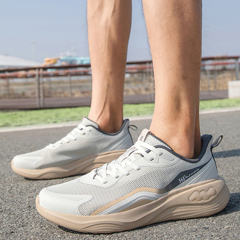 361° Slip Resistant, Abrasion Resistant, Breathable Low top Sprint Running Shoes Men’s White Beige