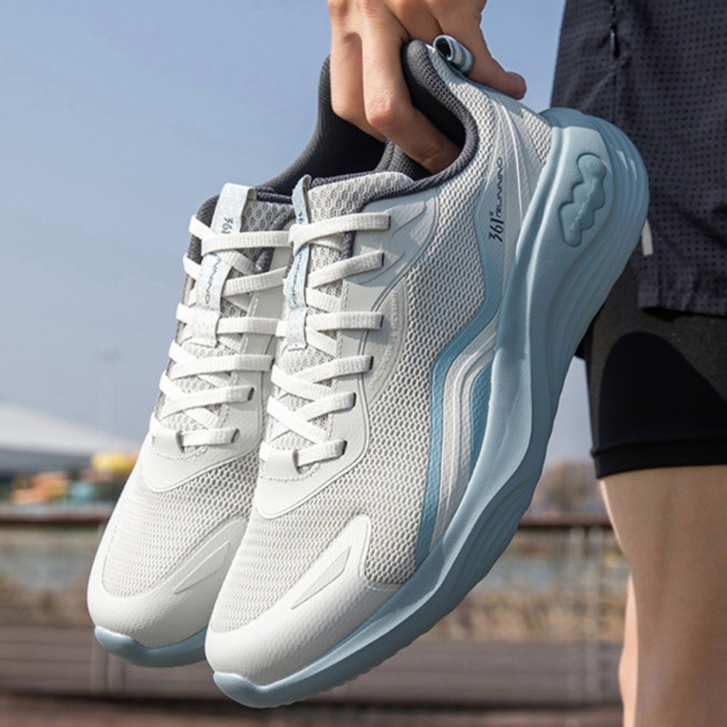361° Abrasion Resistant, Lightweight, And Breathable Low top Sprint Running Shoes Men’s White Blue