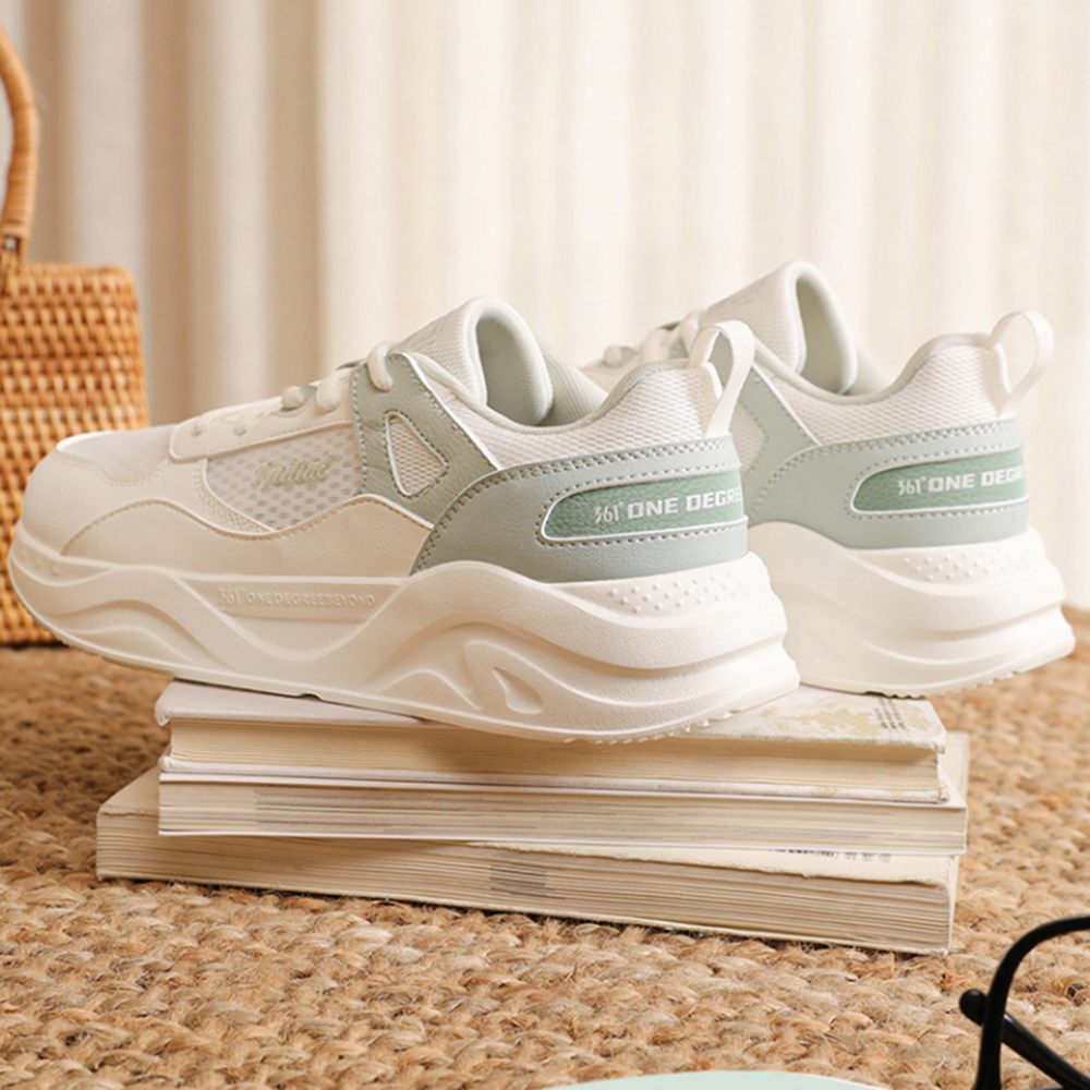 361° Cushioning Breathable Slip Resistant Low top Casual Sprint Running Shoes Women’s White Green