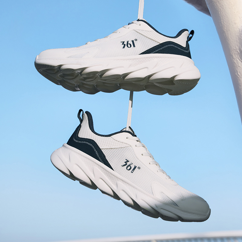 361° Slip Resistant And Breathable Low top Casual Running Shoes Men’s White Blue