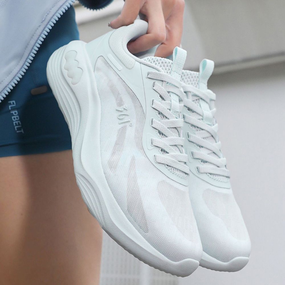361° Feather PU, Mesh Cushioning Breathable Low top Casual Marathon Running Shoes Women’s Cyan